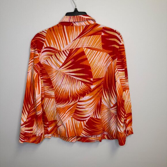 VTG Company Collection Womens Linen Blend Button-Up Shirt Tropical Size PL - Picture 2 of 7